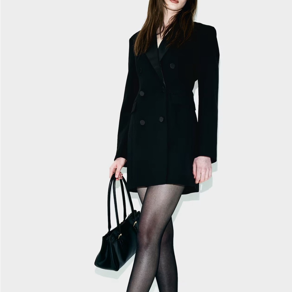 Black Tailored Blazer with Satin Lapels